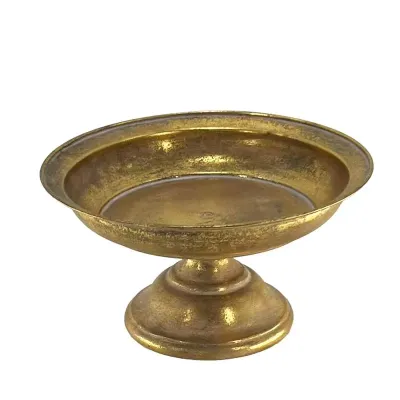 Vassoio metallo d.36 h.20 oro