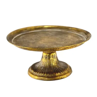 Vassoio metallo d.25 h.12 oro
