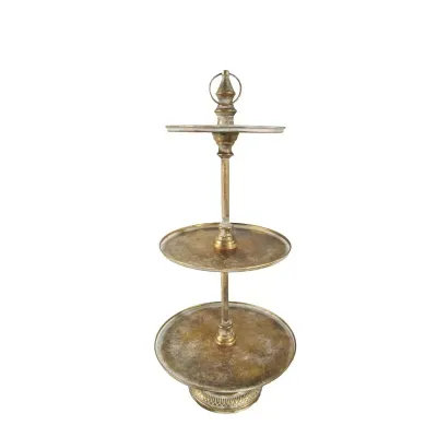Alzata 3 piani metallo h.76 oro