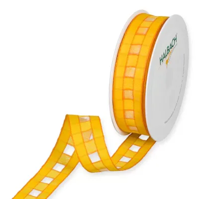 Nastro checked mm.25 m.20 giallo arancio