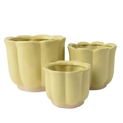 Cachepot fiore diam.18 giallo (set 3)