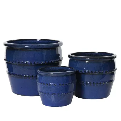Vaso terracotta h.40 blu (set 3)