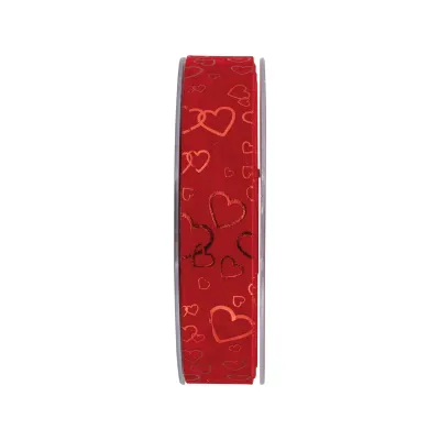 Nastro vell.cuori mm.25 m.10 rosso
