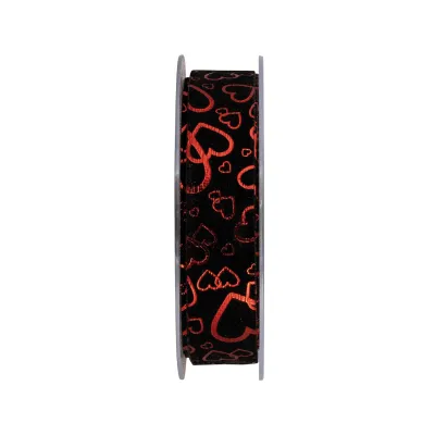 Nastro vell.cuori mm.25 m.10 nero