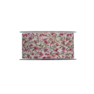 Nastro fiore-lino mm.40 m.20 rosa