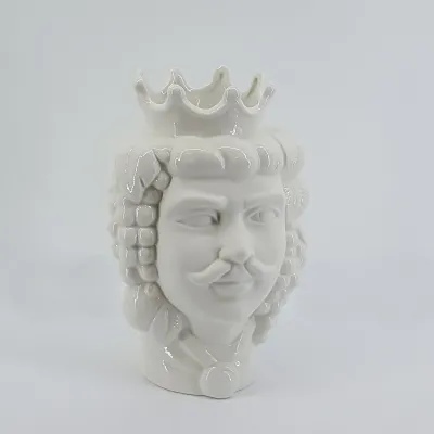 Testa moro portavaso h.22 bianco