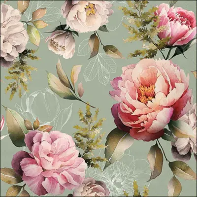 Tovagliolo carta 33×33 peonie (pz.20)