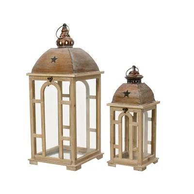 Lanterna legno h.64 naturale (set 2)