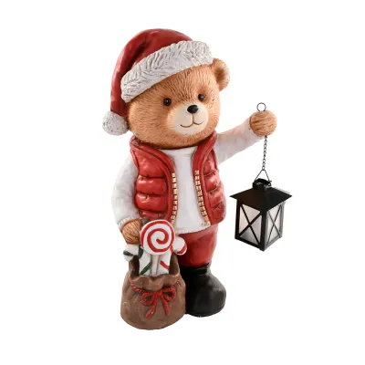Orso ceramica h.42cm con lanterna led