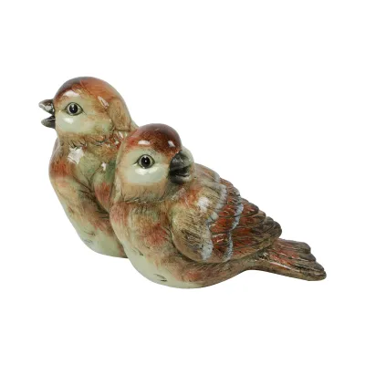 Coppia passerotti ceramica h.14cm