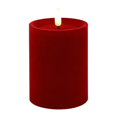 Candela velluto a led h.10cm rossa