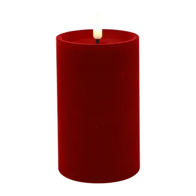 Candela velluto a led h.12,5cm rossa