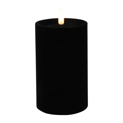 Candela velluto a led h.12,5cm nera
