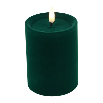 Candela velluto a led h.10cm verde