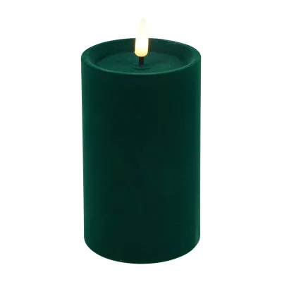Candela velluto a led h.12,5cm verde
