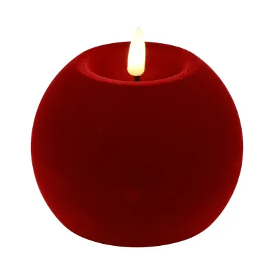 Candela velluto a led diam.12cm rossa