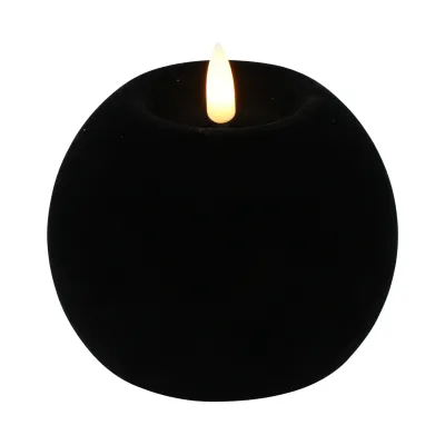 Candela velluto a led diam.10cm nera