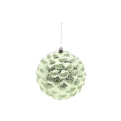 Sfera vetro con decori verdi diam.20