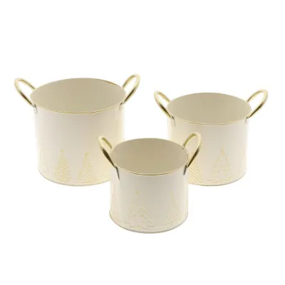 Set da 3 cachepot latta bianca