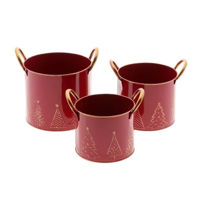 Set da 3 cachepot latta rosso