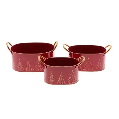 Set da 3 ciotola latta rosso 