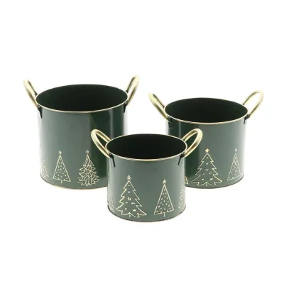 Set da 3 cachepot latta verde