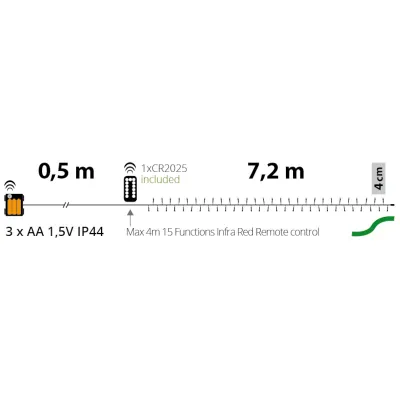 Lb-catena 180 led calda batteria