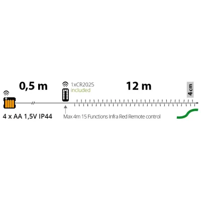 Catena 300 led calda batteria