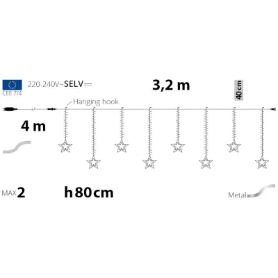 Tenda 950 microled con stelle 320xh80 calda