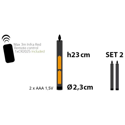 Candele led a stelo h.23 set da 2 