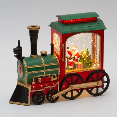 Treno glitter led h.20 verde rosso