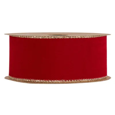 Nastro velv.glitter mm.40 m.10 rosso