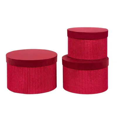 Scatola cart.velluto d.23 rosso (set 3)