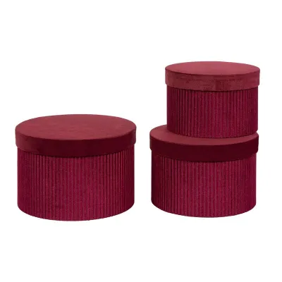 Scatola cart.velluto d.23 bordeaux (set 3)