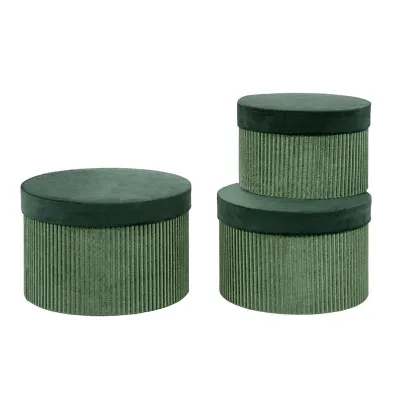 Scatola cart.velluto d.23 verde (set 3)