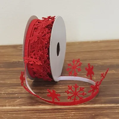 Fiocco neve feltro rosso (pz.3)