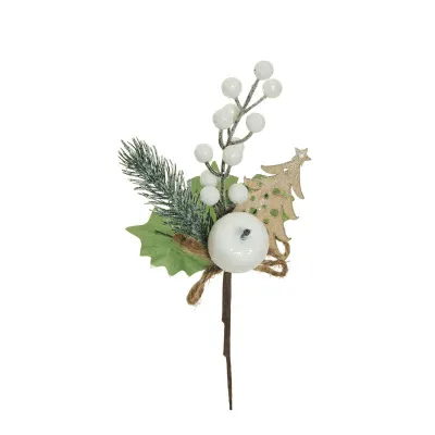 Pick natalizio con albero cm.23 (pz.6) bianco