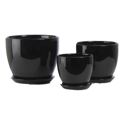 Cachepot tondo diam.23 nero (set 3)