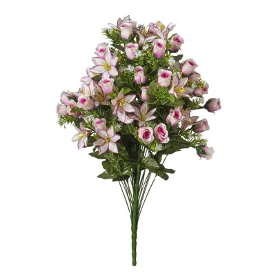 Gigli rose mazzo cm.68 crema rosa