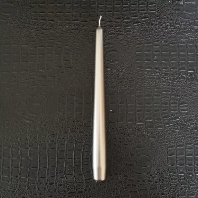 Candela conica 30 m argento (12 pz)