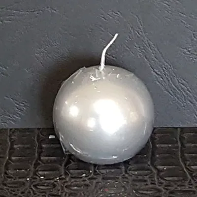 Candela sfera metal 040 argento (pz 16)
