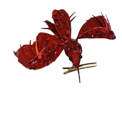 Uccellino rosso con clip 3pz