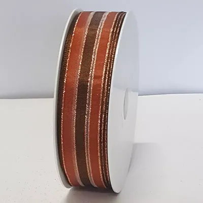 Nastro mm.25 m.25 righe glitter marrone