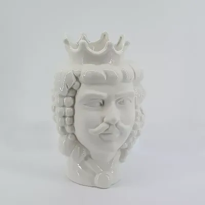 Testa moro portavaso h.22 bianco