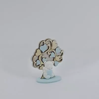 Albero con orsetto h.8 azzurro (pz.6) 