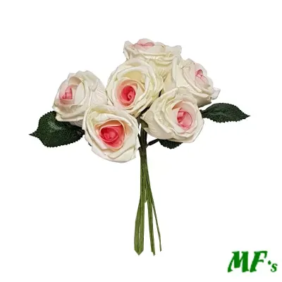 M6-foam rose mazzo x 6 crema/rosa