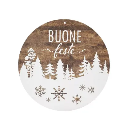 Disco legno buone feste d.45