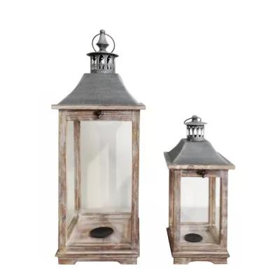 Lanterna legno h.67 marrone (set 2)