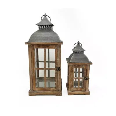Lanterna legno h.57 marrone (set 2)