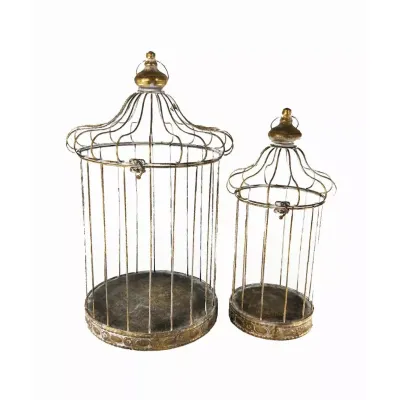 Gabbia metallo h.48 oro ant. (set 2)